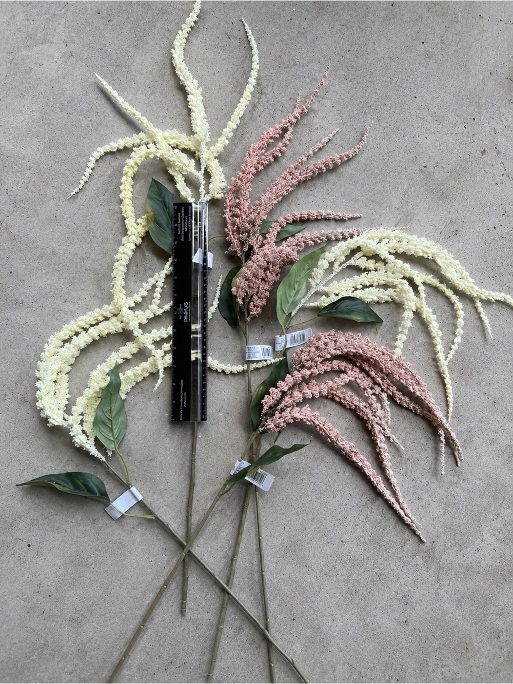 Artificial Amaranthus Spray Stems - Cream & Dusty Pink - set of 5